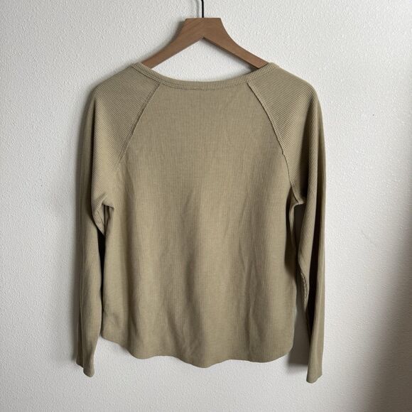 Lucky Brand Rolling Stones Top Womens Medium Brown Waffle Thermal Tongue Graphic - Picture 8 of 14